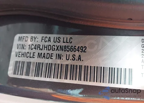 2022 Jeep Grand Cherokee Overland 4X4 из США, поврежденный, VIN 1C4RJHDGXN8566492